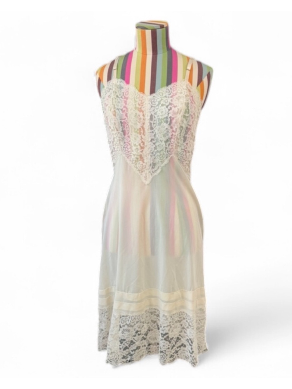 *Flaws* Vintage Vanity Fair Ivory Lace Slip Dress
